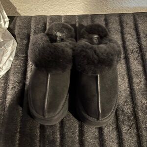 UGG Dark Shearling Slippers